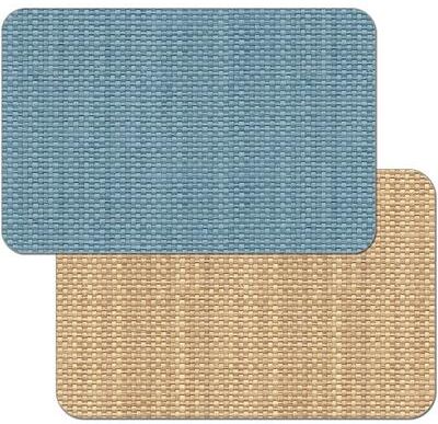 CounterArt Blue and Natural Basket Weave Design Reversible Easy Care Plastic Placemat Set of 4 Made in The USA