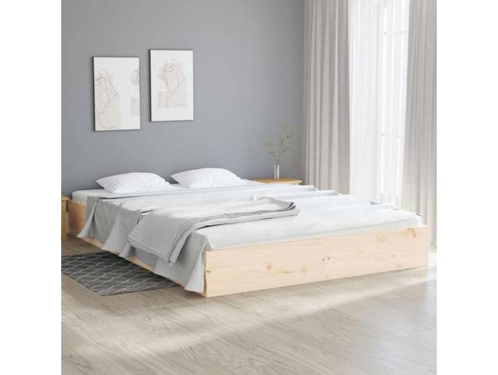 CHIC Lit Double 2 Personnes Cadre de lit bois massif 160x200 cm Design47734