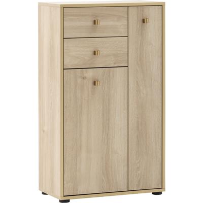 Highboard SCHILDMEYER "Flora, Highboard, Made in Germany, B: 60 cm", weiß eiche, B:60,2cm H:104,4cm T:33,05cm, Sideboards, Highboard, Solide Verarbeitung - Dieses Produkt ist in Deutschland gefertigt