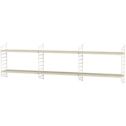 Langes Wandregal mit 6 Regalböden aus Holz Esche/Beige