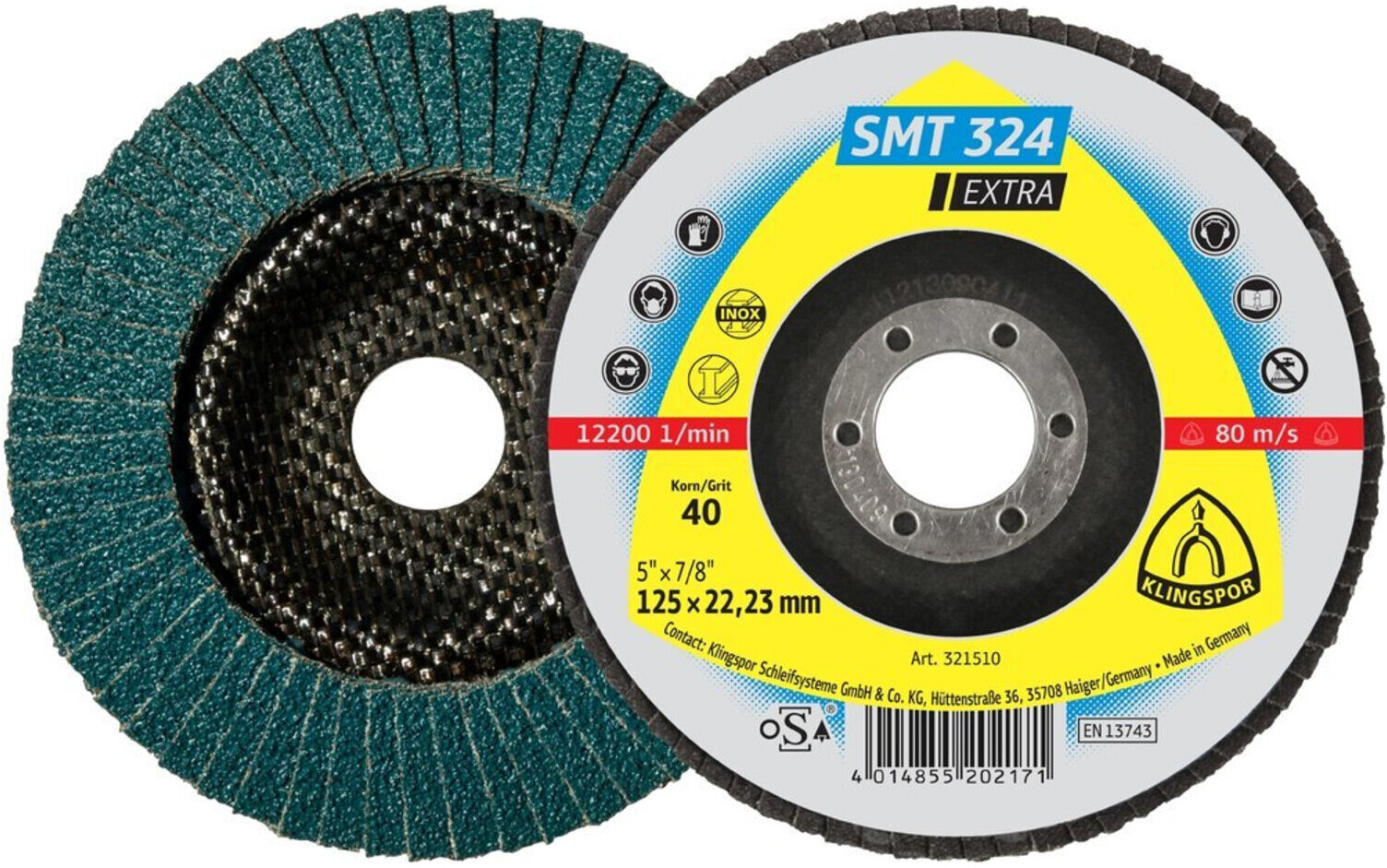 Klingspor Schleifmopteller SMT 324 125mm K80 gerade (321650)