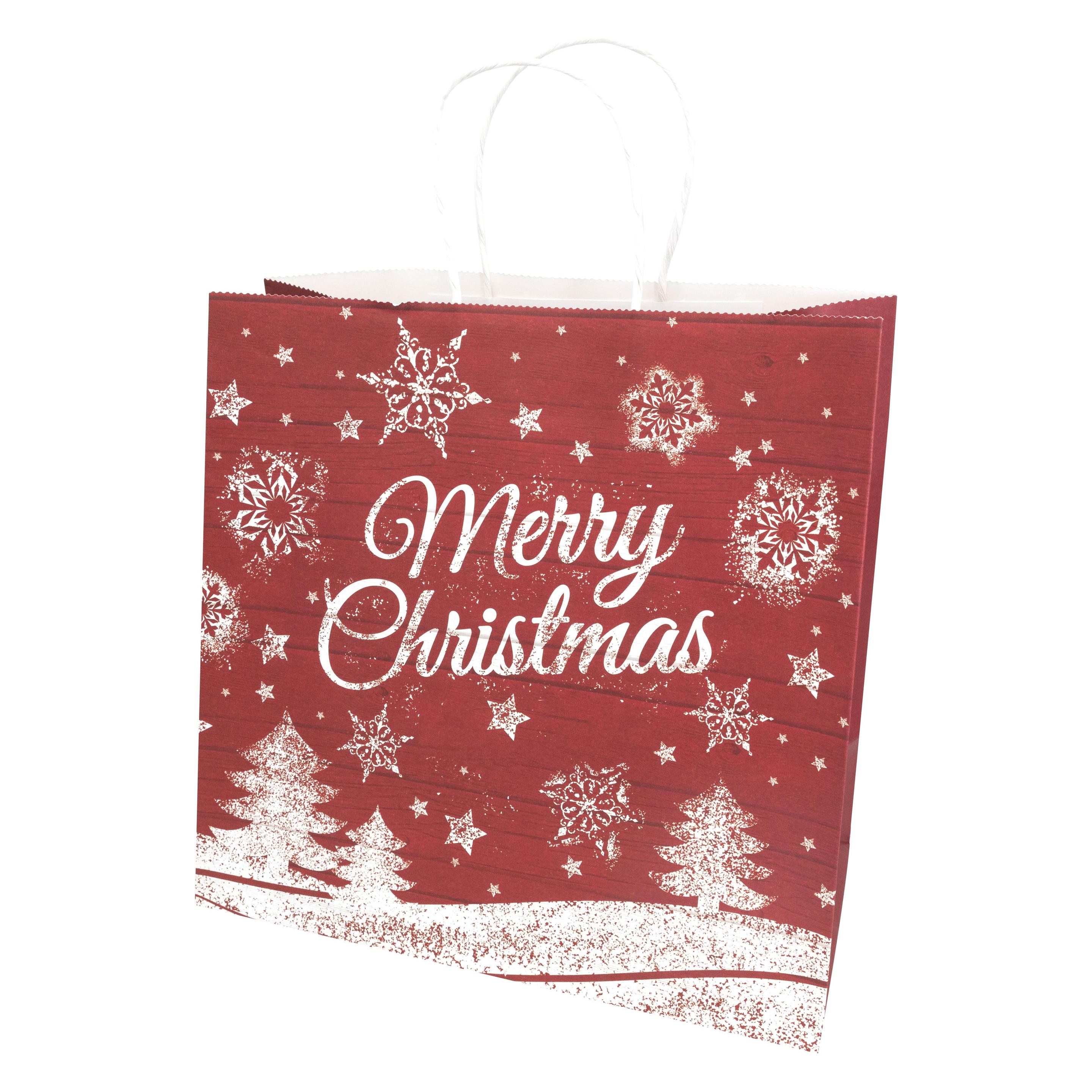 Idena Geschenktasche Merry Christmas rot/weiss 28x28x15cm Weihnachten (53361156)