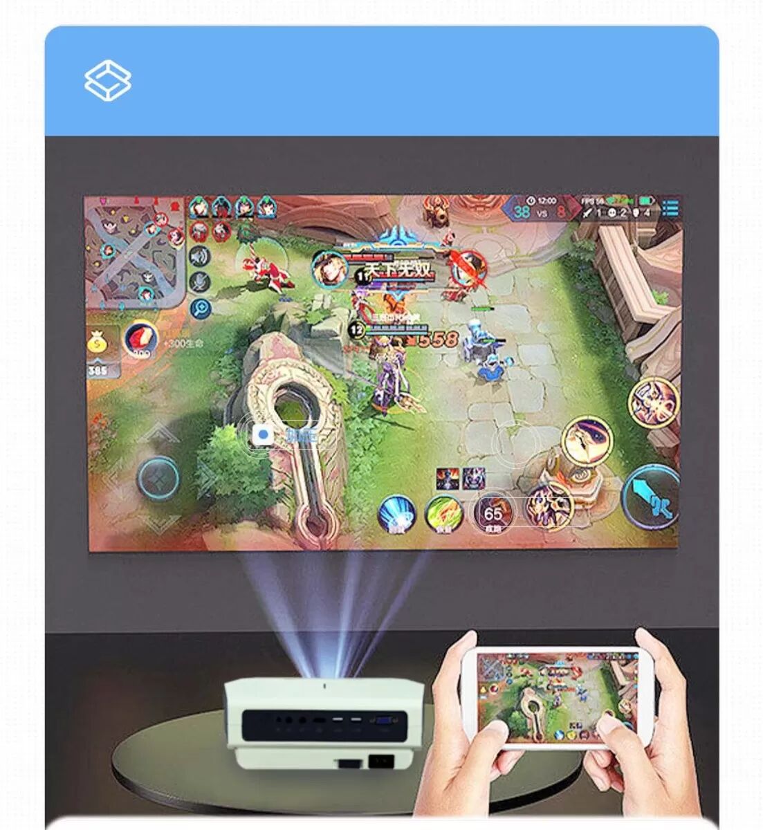 INF Projecteur Ultra HD Blanc (Ultra HD/Android/1+8G) - Véritable 1080p, Support 4K, Mise au point automatique