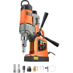 VEVOR Magnetbohrmaschine Kernbohrmaschine 40 mm Bohrdurchmesser, 12500 N tragbare elektrische Magnetbohrmaschine mit 2 Kernbohrern, variabler Geschwindigkeit, Bohrmaschine für Metalloberflächen