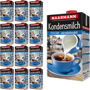Naarmann Kondensmilch Fettgehalt 7,5 %, im Tetrapack, wärmebehandelt, 12x 1 Kg