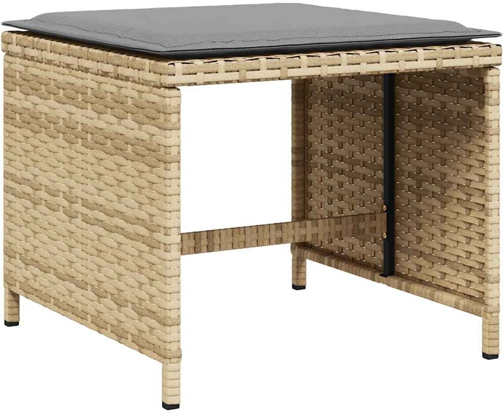 vidaXL Garden Stool avec coussin 4 pièces Mélange de beiges