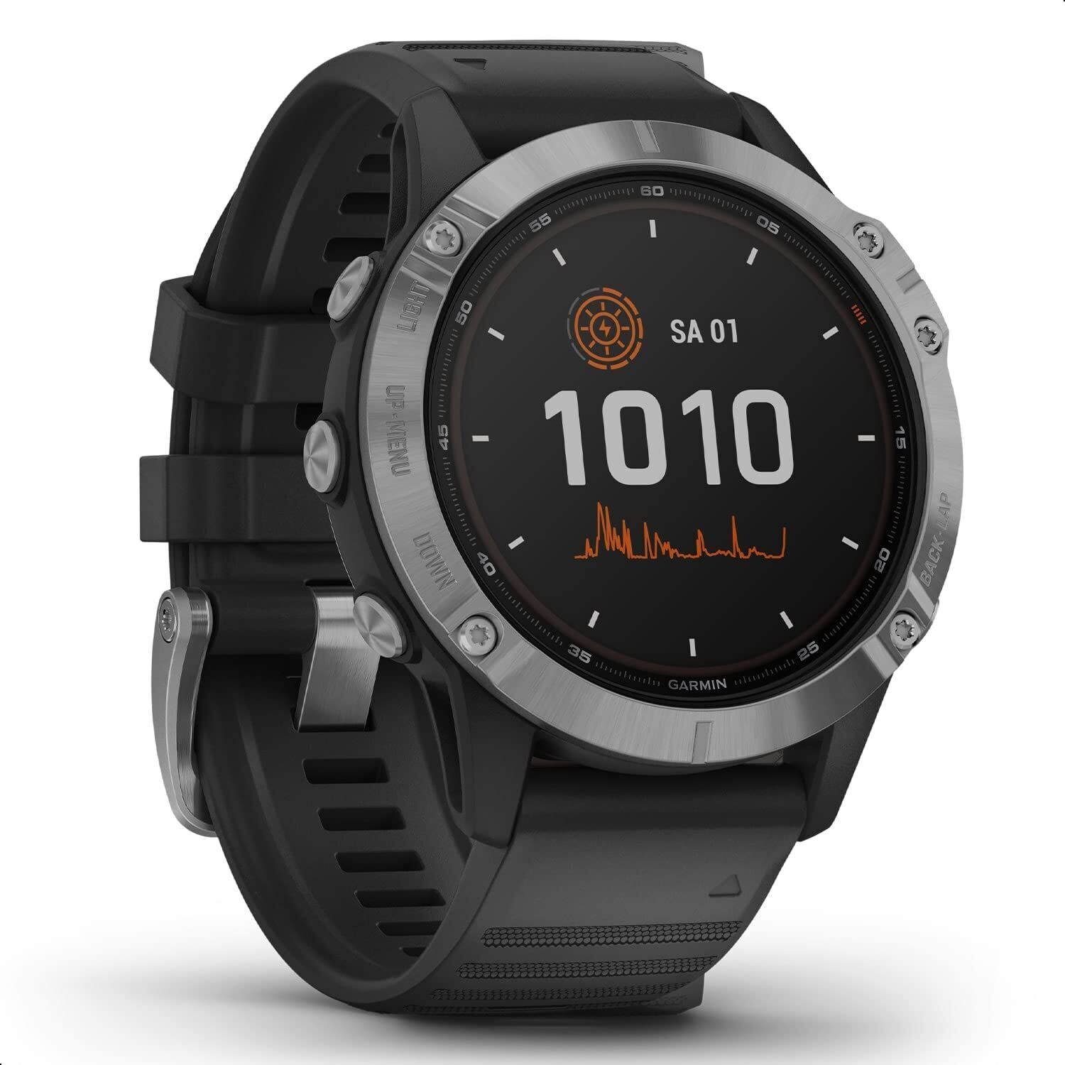Garmin Fenix 6 Solar (2019)   Acier inoxydable   argent/noir - Refurbished
