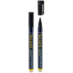 Securit® 2er-Set Flüssigkreidemarker – Schwarz – Rundspitze 1-2mm