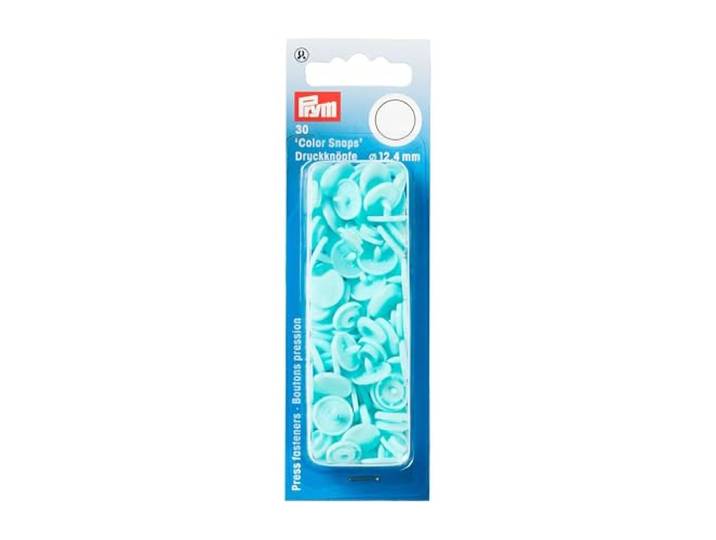 Prym 393159 Naaivrije drukknop Color Snaps, rond, licht turquoise, kunststof, 12.4 mm