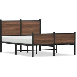 vidaXL Metallbett ohne Matratze Eichen-Optik 120x200 cm