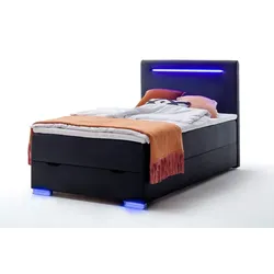 meise.möbel Boxspringbett Las Vegas II 120 x 200 cm Lederoptik Schwarz