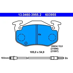 Bremsbelagsatz Scheibenbremse ATE 13.0460-3955.2 für Renault Super 5 Rapid