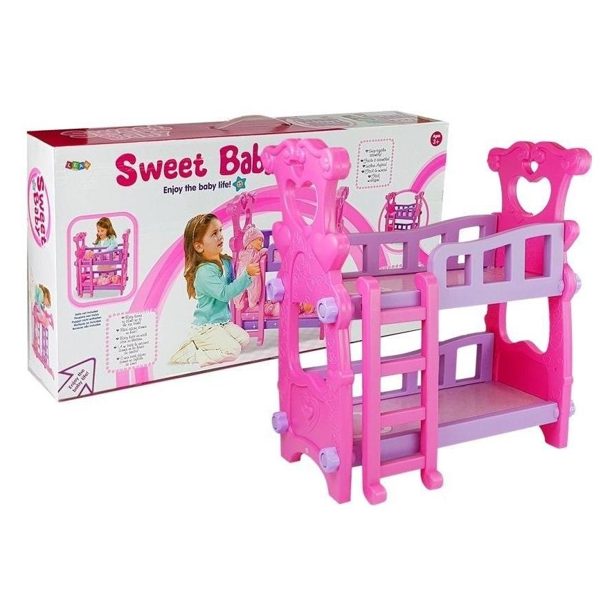 Lean Toys Rosa Etagenbett für Puppen (37393196)