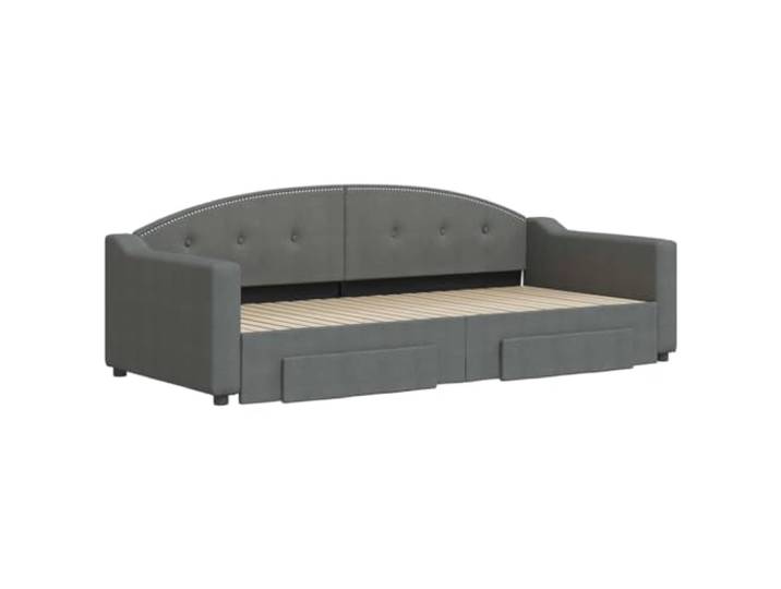 KTHLBRH Ausziehbares Schlafsofa Dunkelgrau 90 x 200 cm 2 Schubladen, Struktur aus Holz und Metall, 100 % Polyester, für Gäste