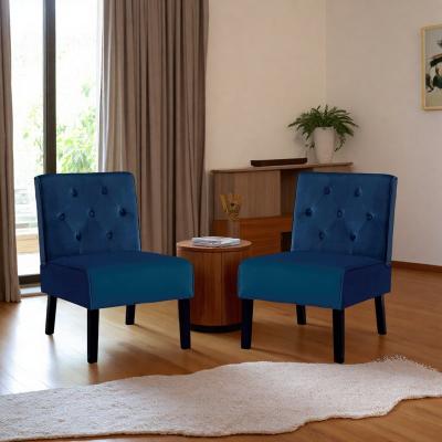 "29.5"" Velvet Armless Button Tufted Accent Chairs with Curved Back and Tapered Wooden Legs"