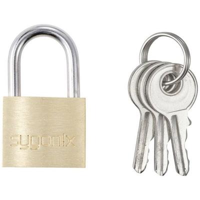 Sygonix SY-5045280 Vorhängeschloss 19.7 mm teilweise gleichschließend Goldgelb Schlüsselschloss
