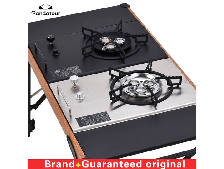 Réchaud de table Pandatour IGT coupe-vent, facile à installer, en acier inoxydable, allumage rapide, 3 brûleurs, haute puissance, pour camping en extérieur