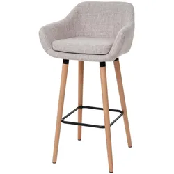 Proregal 2er-Set Barhocker Oslo mit Lehne | Sitzhöhe 79cm | Textil | Creme Grau | Barstuhl Tresenhocker