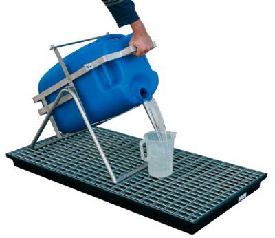 Kleingebinde-Abfüllbock für PE-Auffangwannen, Edelstahl, für Kleingebinde bis 60 l