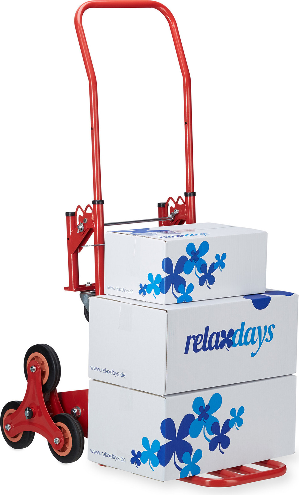 Relaxdays Multifunctionele 2-in-1 Trapklimmer Transportkar, Rood, Draagvermogen tot 150 kg