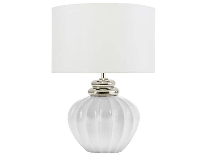 Beliani Klassische Tischlampe Keramik mit Schirm Poly-Baumwolle cremeweiß 45cm Neris