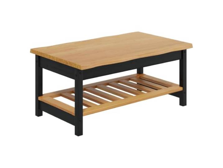 KKgypkn Couchtisch Schwarz Kiefer 100 x 60 x 45,5 cm Massivholz Live-Edge-Design, Industrieller Stil, Lackierte Oberfläche, Pflegeleicht