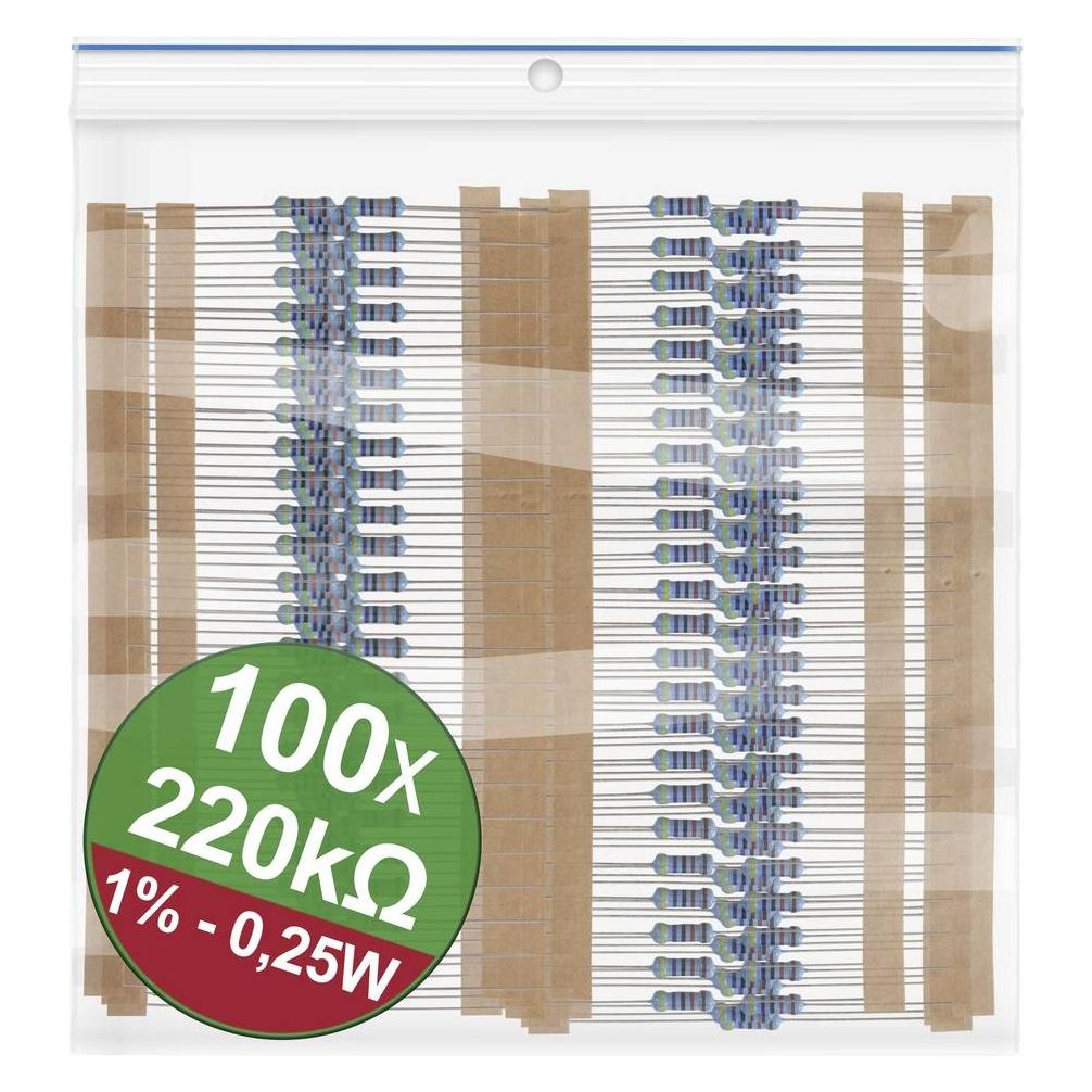 Quadrios 22P055 Metallschicht-Widerstand Sortiment 220 kΩ axial bedrahtet 0.25 (22P055)