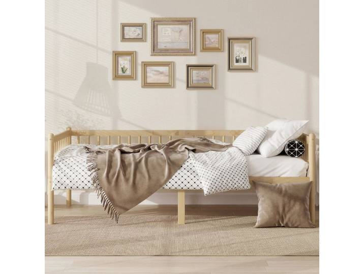 Comfyu - Lit enfant - 90x200 cm canapé-Lit en pin avec barrières de sécurité Lit banquette éclairée - Bois