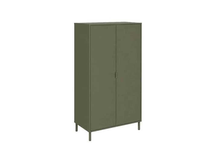 Dressing décor bois et métal 2 étagères 1 penderie kaki - Ellie
