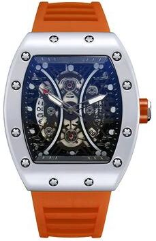 ModernMart Luxury Wine Barrel Dial Mens Watch Luminous Sports Calendar Wristwatch orange