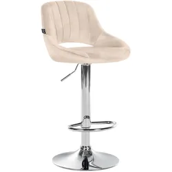 CLP Barhocker Milet Samt chrom   Farbe: creme, Gestell Farbe: chrom