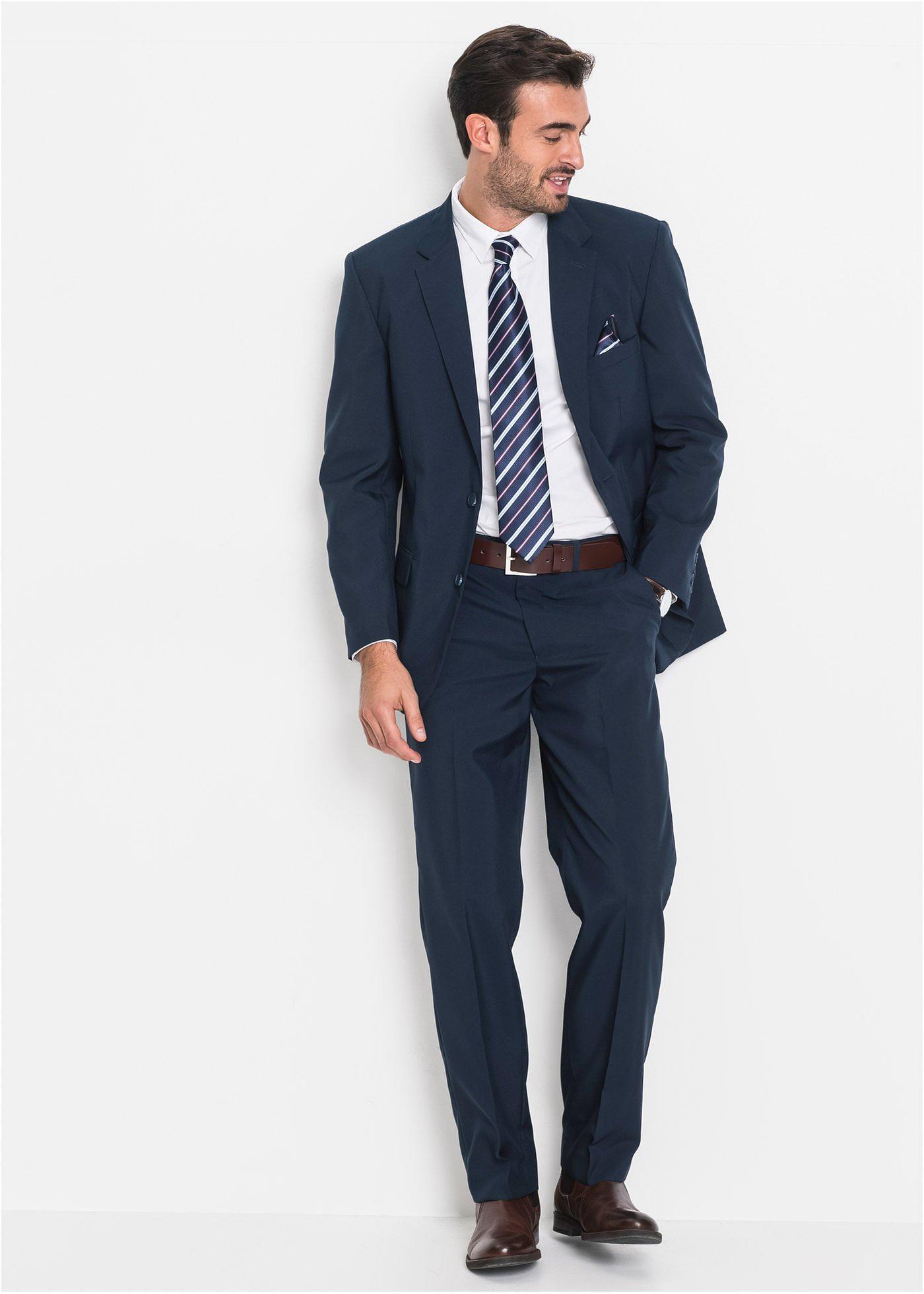 bonprix Anzug in Regular Fit (2-tlg. Set), blau, Gr.62, Klassischer Anzug mit praktischen Taschen und stillvoller Bequembundhose