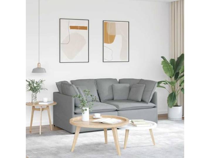 HEFZGDB Modulares Sofa mit Kissen Stoff Hellgrau – Elegantes Wohnzimmer Sofa mit atmungsaktiver Polsterung, robustem Metallrahmen und Flexibler Sitzgruppe für großzügige Entspannung