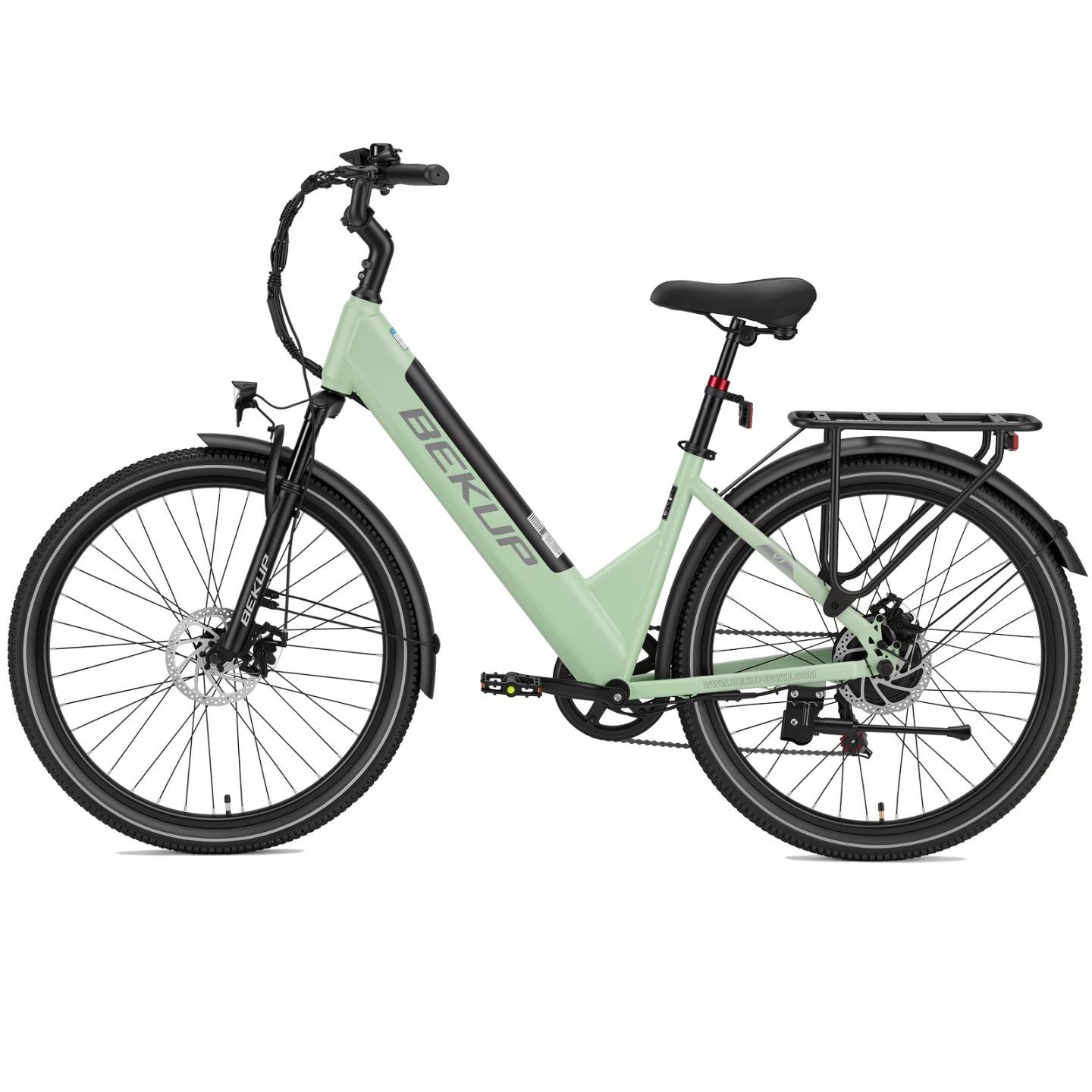 BEKUP V1 26" - E-Bike aus hochwertigem Kohlenstoffstahl, 36V 14,5Ah Akku, 75 km Reichweite 25 km/h, Shimano 7-Gang-Schaltwerk Grün