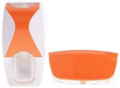 Uplifted Finds Wall Mounted Toothbrush And Toothpaste Holder Set With Automatic Dispenser And Cup orange