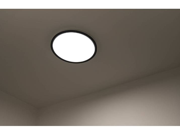 LED-Deckenleuchte Liva Smart Ø 36cm Schwarz/Schwarz Polyester PVC Nicht austauschbare LEDs LED-Platine