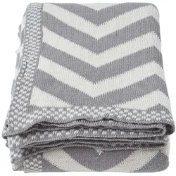 STRICKDECKE 130/170 cm, Zickzack-Muster Baumwolle