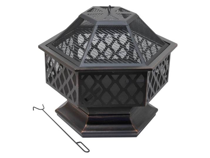 Cattara Kamin HEXAGON Kupfer Patina mit Deckel