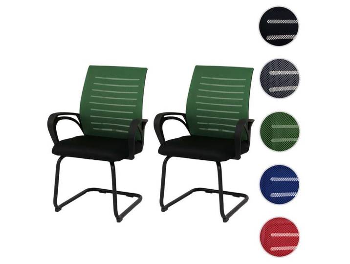 Lot de 2 chaises de salle à manger HWC-K51 vertes piètement noir