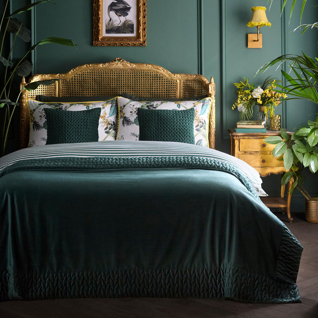 Laurence Llewelyn-Bowen Siena Bedspread Spice Bottle Green