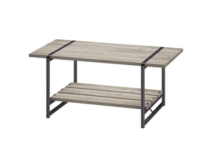 Table basse - Table basse à deux niveaux - Table de salon rectangulaire au style industriel en bois 104 x 60 x 45 cm - Gris