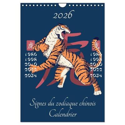 Signes du zodiaque chinois (Calendrier mural 2026 DIN A4 horizontal), CALVENDO calendrier mensuel