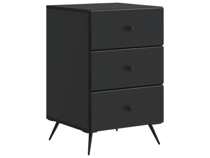Tmriohed Nachttisch Schwarz 43x41x66,5 cm Holzwerkstoff 3 Schubladen Kompakter Nachtschrank im Vintage Design für Schlafzimmer und Wohnzimmer mit 3 geräumigen Schubladen für mehr Ordnung.