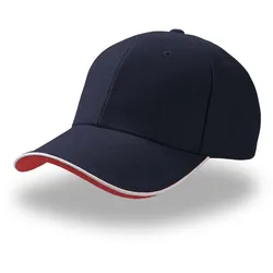 Atlantis Unisex Schwere gebürstete 6-Panel Sandwich Kappe Klassische Cap PIPS navy/white/red one size