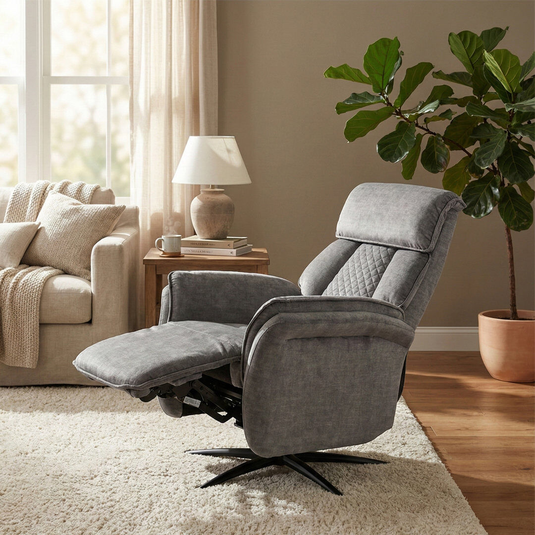 Brayden Studio Alshawn Swivel Recliner Grey 113cm H X 78cm W X 70cm D