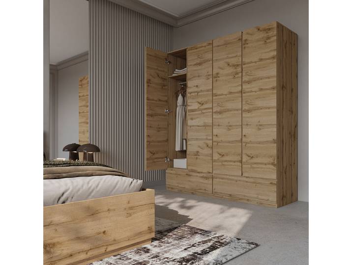 Drehtürenschrank 180cm Braun/Eiche Wotan Dekor