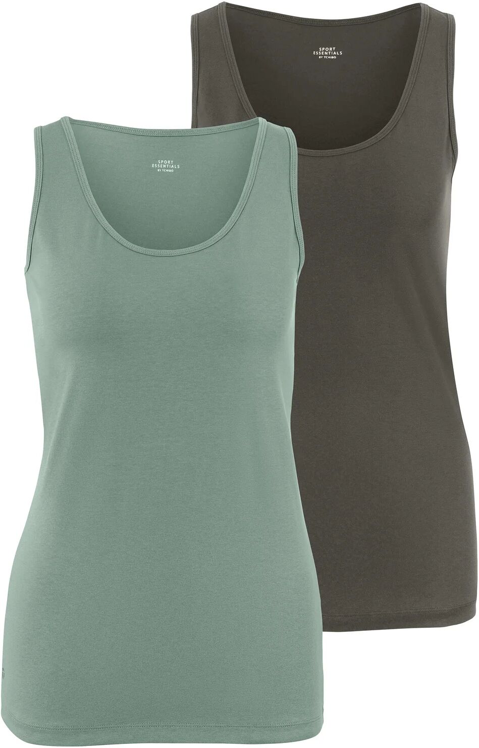 Tchibo - 2 Tops - Damen - Gr. S - olivgrün