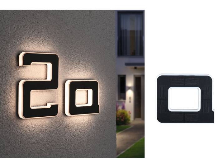 LED Außen-Wandleuchte PAULMANN Solar Hausnummer , schwarz, B:16cm H:13,4cm T:3cm, Leuchten, LED Außen-Wandleuchte, LED-Modul, Hausnummern, Buchstaben wählbar, Akku wechselbar