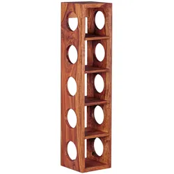 WEINREGAL MUMBAI Massivholz mit Ablage Wandmontage Modern, Dunkelbraun 15x15x70 cm