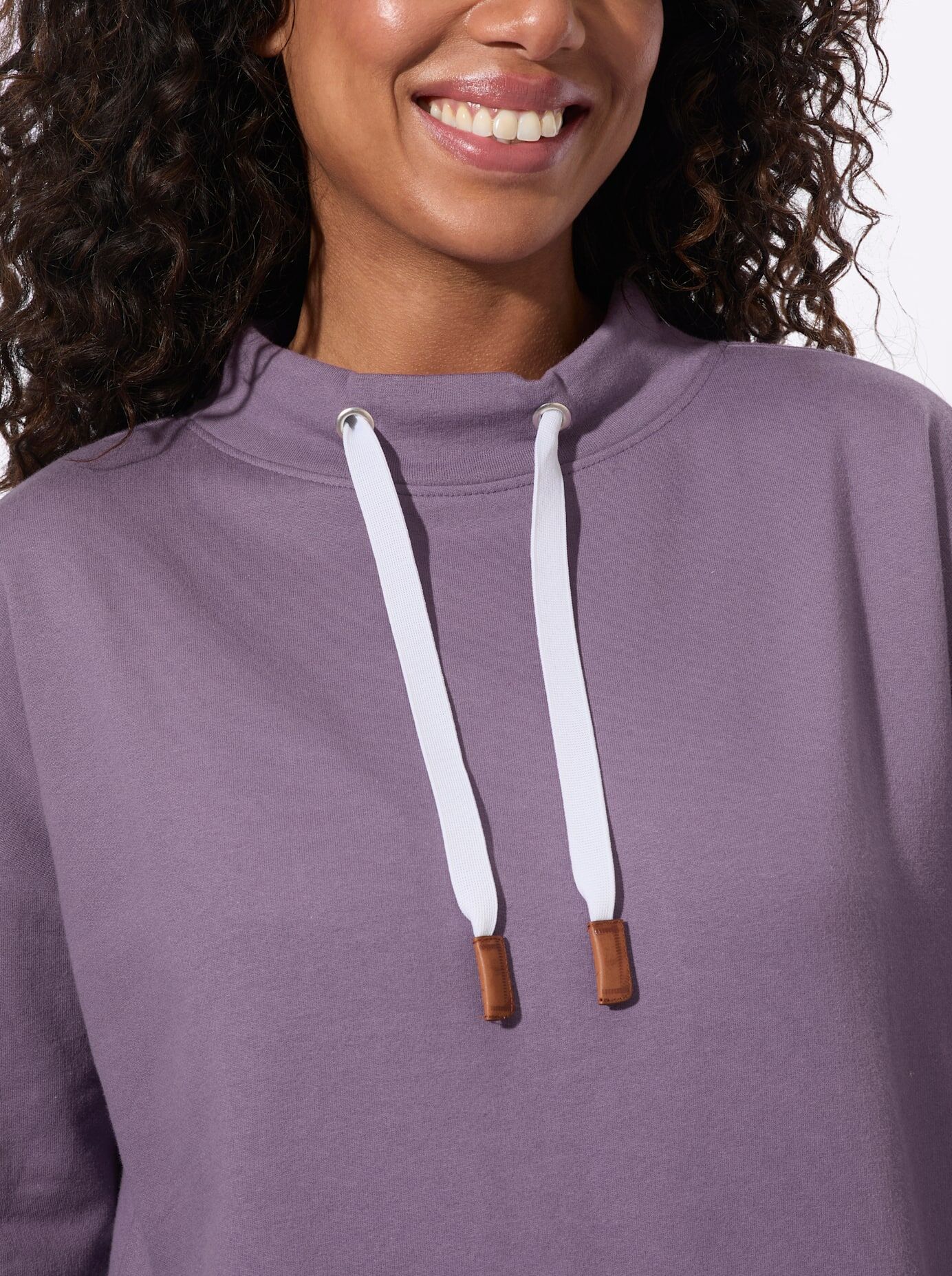 Sweatshirt CASUAL LOOKS, Damen, Gr. 48, lila (feige), 100% Baumwolle, unifarben, Sweatshirts Sweatshirt feige 48